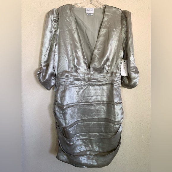 NWT Saylor Madonna Silver Mini Dress - Picture 5 of 16